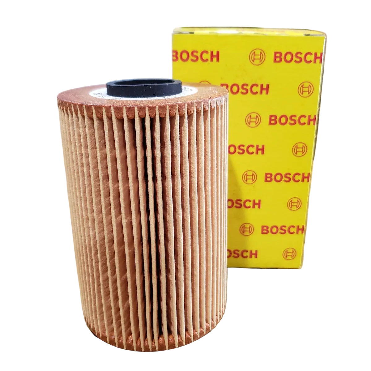 Bosch oil filter kit for BMW M30 & S38 engines including the filter and packaging box.