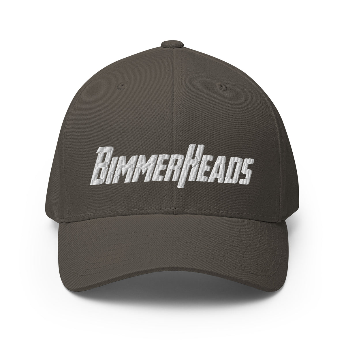 BimmerHeads Flexfit hat in gray front view