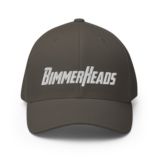 BimmerHeads Flexfit hat in gray front view