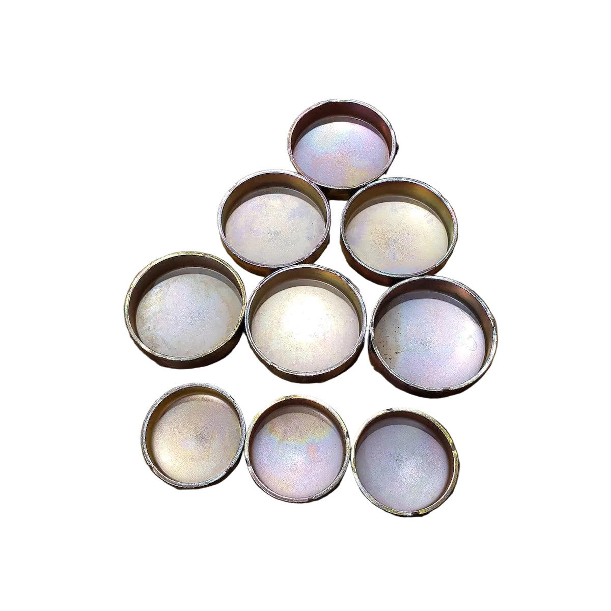 A set of nine freeze plugs for BMW M30 engines.