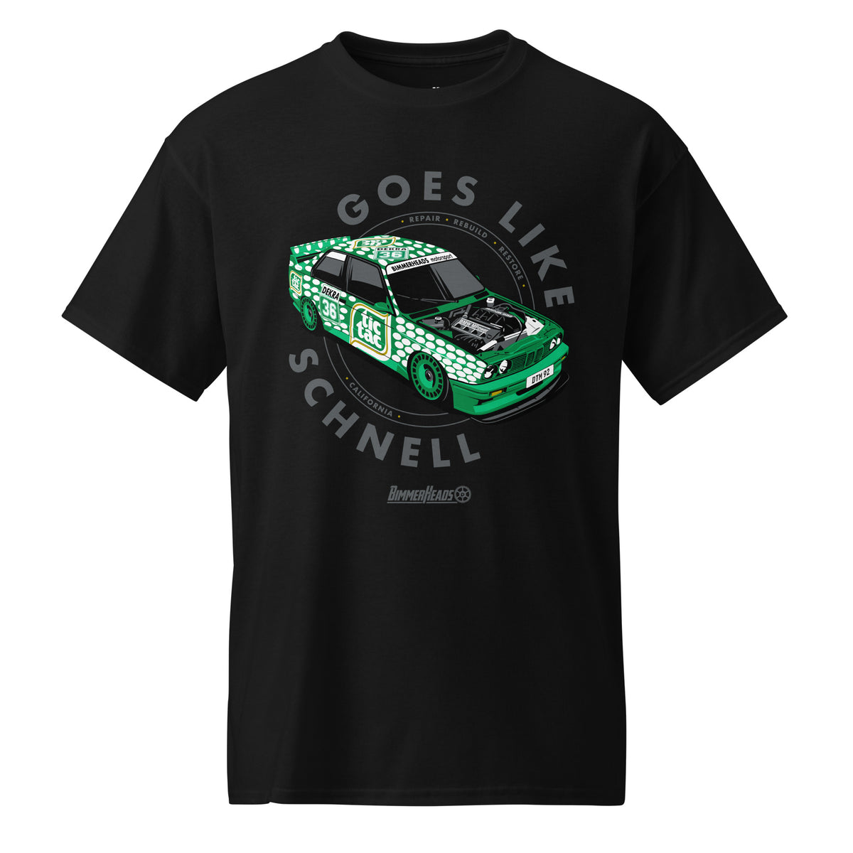 BimmerHeads BMW E30 M3 Tic Tac t-shirt in black.